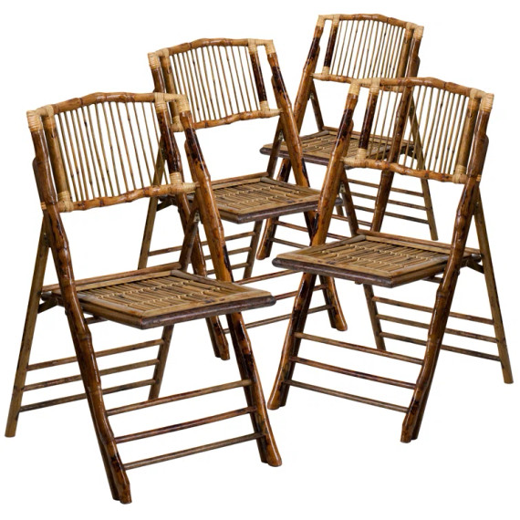 Elliott Bamboo Wood Folding Commercial Chairs  Set of 4 (Y Bay-1)