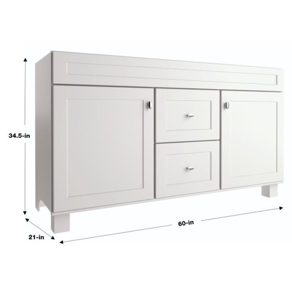 Diamond NOW Palencia 60-in White Double Vanity with Marble Top