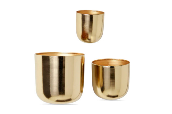 Antique Finish Gold Brass Planters  - Set of 3 (Bay 30-D)