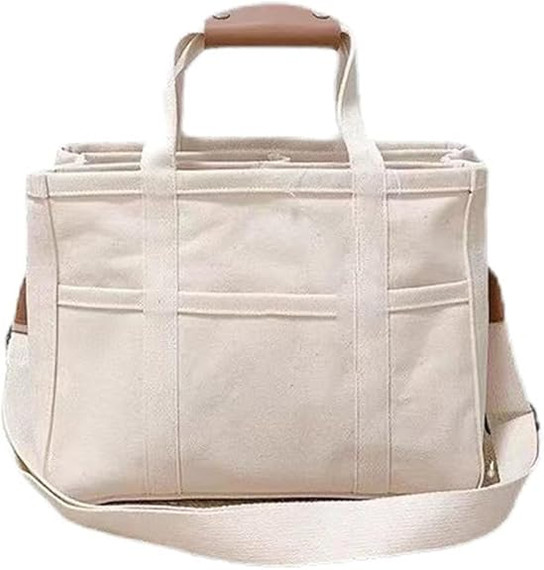 Womens Canvas Crossbody Tote Bag With Multi Pockets (BC-16)