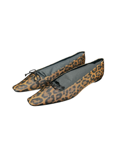 Saint Laurent Poppy Leopard-Print Grosegrain Ballet Flats  European 38 1/2(SRack-E)