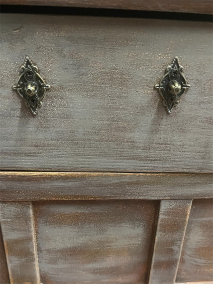 Rustic Brown Distressed Wood Side Table with Drawer  (AS/IS) (Floor)