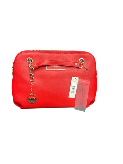 DKNY Leather Red Handbag with Flowing Gold Chain Handle (GBay-2B) DKNY Leather Red Handbag with Flowing Gold Chain Handle (GBay-2B)