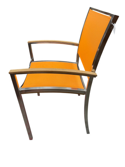 Tiburon Stacking Sling Outdoor Dining Armchair - Orange