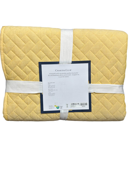 King Yellow Charter Club Reversible Chambray Quilt  ( M Bay 1-A)