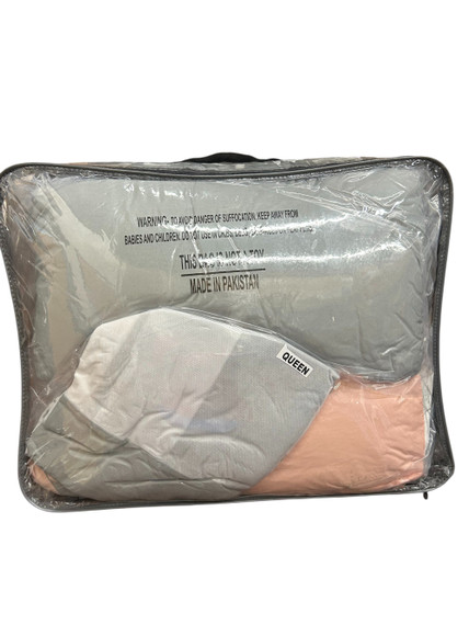 7 Piece Madison Park  Lola Grey & Pink Queen Comforter Set ( M Bay 1-C)