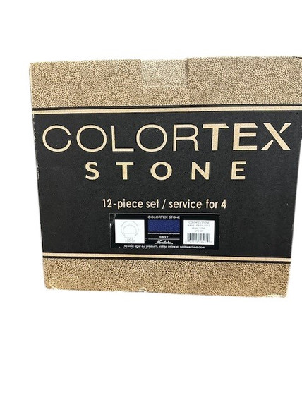 Noritake 12 Piece Navy Colortex Stone  Dinnerware Set  (Bay 30-B)