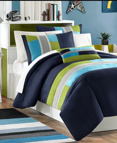 Mi Zone 4 Piece Reversible Navy Pipeline Full/Queen Comforter Bedding Set (M Bay 1-C)