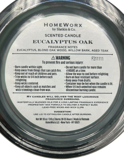HomeWorx Eucalyptus Oak 18oz Candle  (G Bay 1-E)