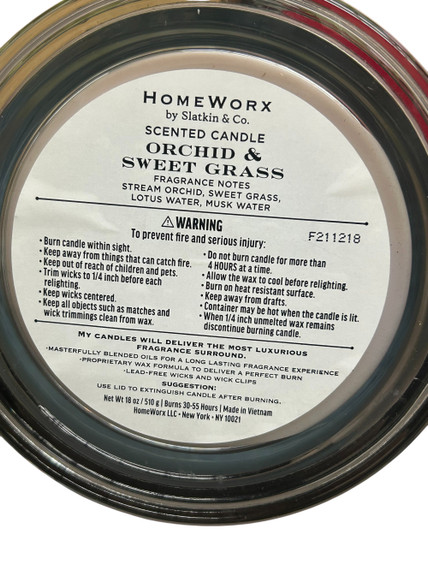 HomeWorx Orchid & Sweet Grass 18oz Candle  (G Bay 1-E)