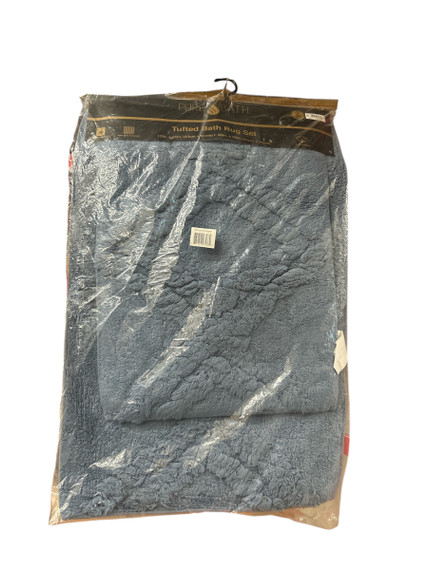 Pure Bath Alton 2 Piece Tufted Cotton Light Blue Bath Rug Set  ( Bay 9-D)