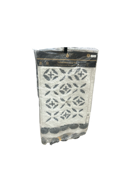 Pure Bath Alton 2 Piece Tufted Cotton Gray Bath Rug Set  ( Bay 9-D)