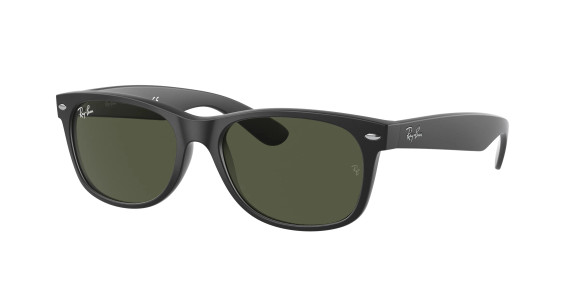 Ray-Ban RB2132 New Wayfarer Classic Sunglasses w/ Case – Black and Green Lenses (Used) (Case)