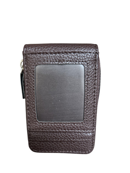 Coffee Mini Credit Card Case Organizer Compact Wallet with ID Window (D-6)