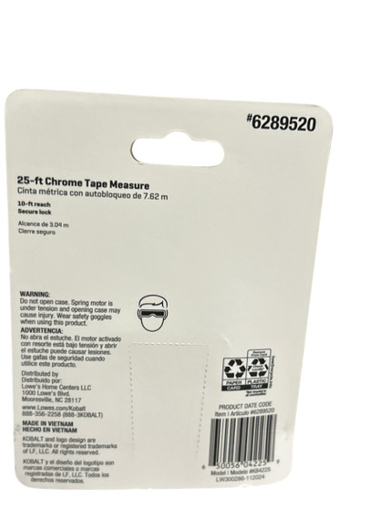 Kobalt 25-Ft Chrome Tape Measure (Bay 16-C)