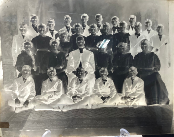 Vintage Large Glass Plate Negative #3  Group Of  28 Men & Women (BK-4)