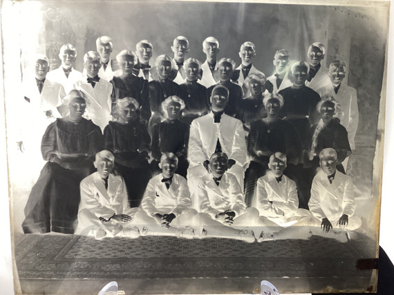 Vintage Large Glass Plate Negative #3  Group Of  28 Men & Women (BK-4)