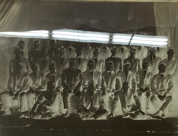 Vintage Large Glass Plate Negative #3  Group of 30 Men (BK-4)