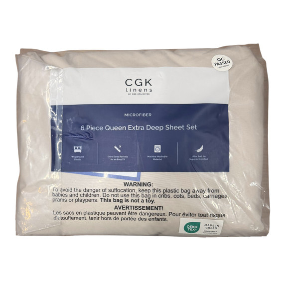 CGK Linens 6-Piece Extra Deep Pocket Queen Sheet Set – (Wheat) (Bay 4-C)