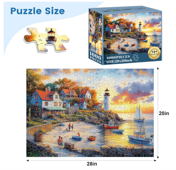 1000 Piece Fall Seaside Fishing Village Jigsaw Puzzle (Bay 14-A)