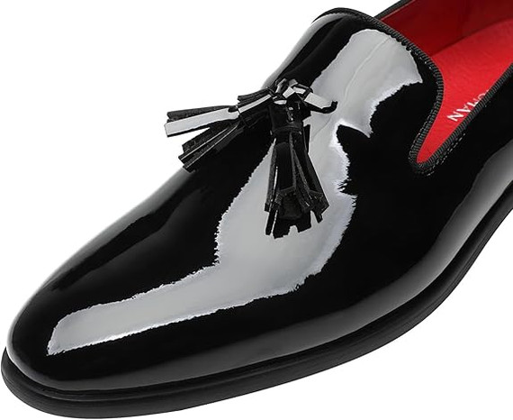 ELANROMAN Men’s Patent Leather Loafers – Size 45 EU / 11 US