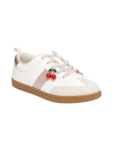 Old Navy Girls Faux-Suede Lace-Up Charm Sneakers – Neutral | Size 1 Youth