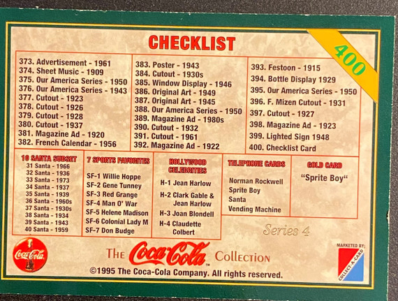 Coca Cola Series 4  Collector's Cards (BK-1)