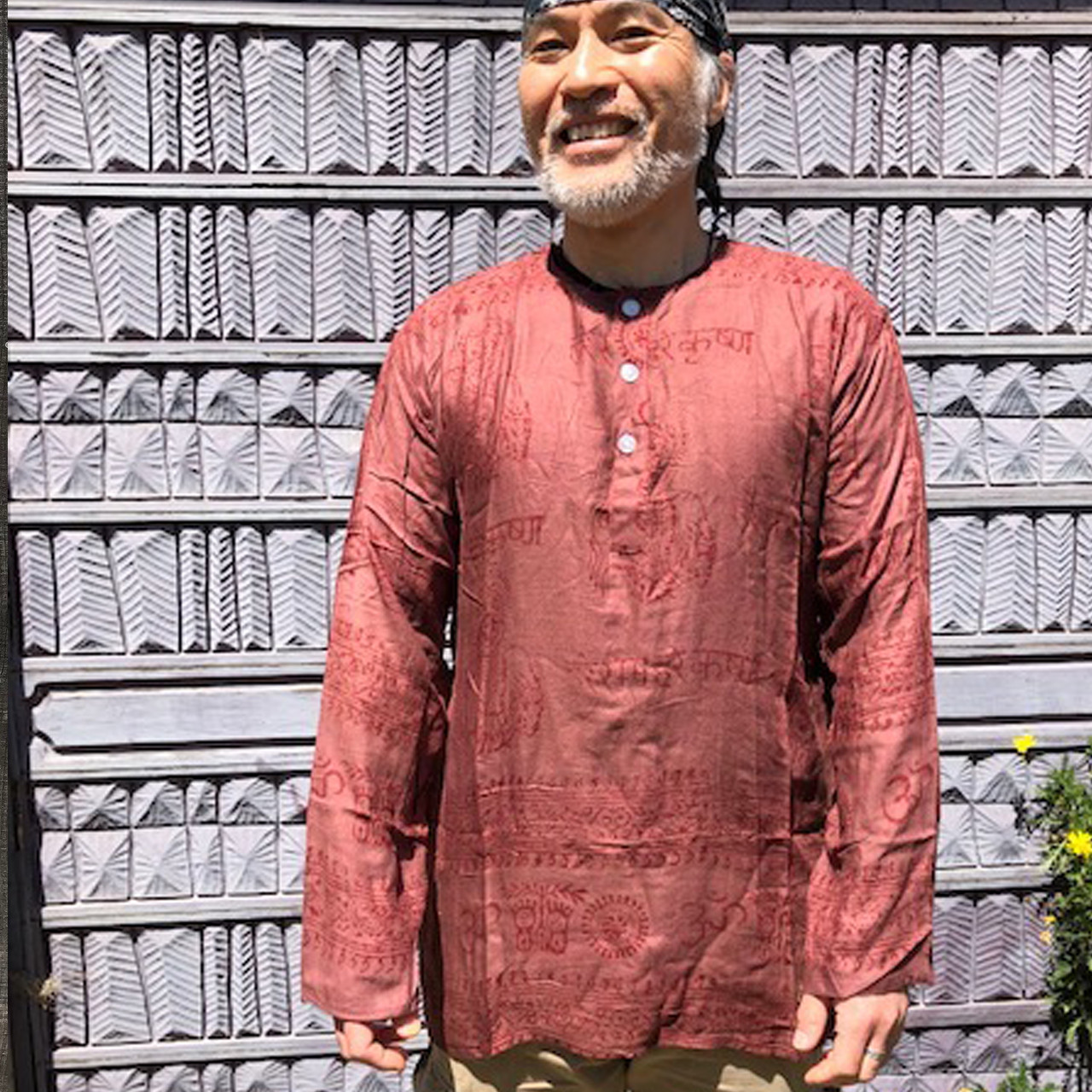 Lightweight Cotton Ram Nam 3 Button Long Sleeve Men's Kurtha