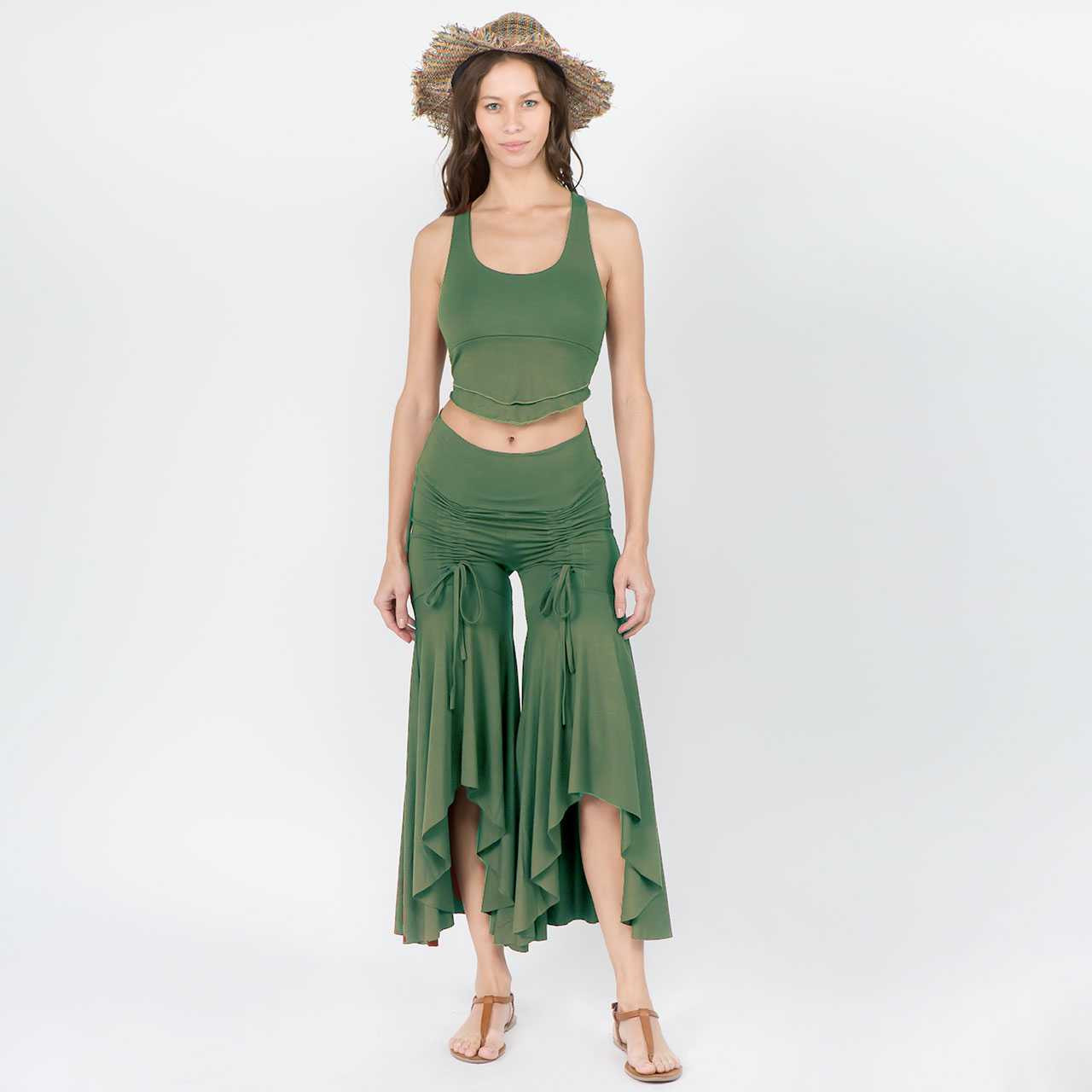 Soft Cinch Ruffle Pants in Rayon Spandex Ruffle Pants