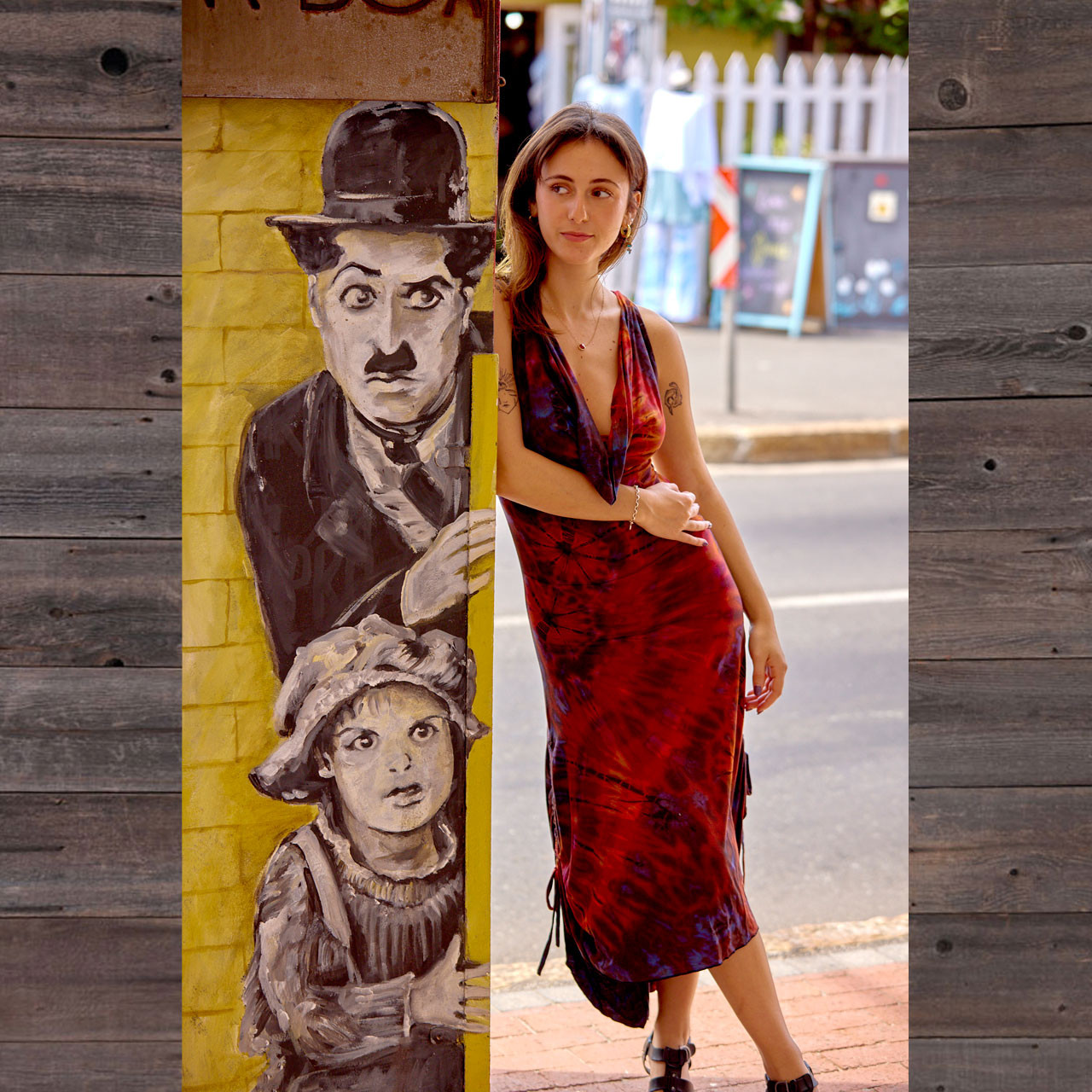 I BELIEVE DRESS Spandex Rayon Mudmee Tie Dye Cawl Neck Muti Criss