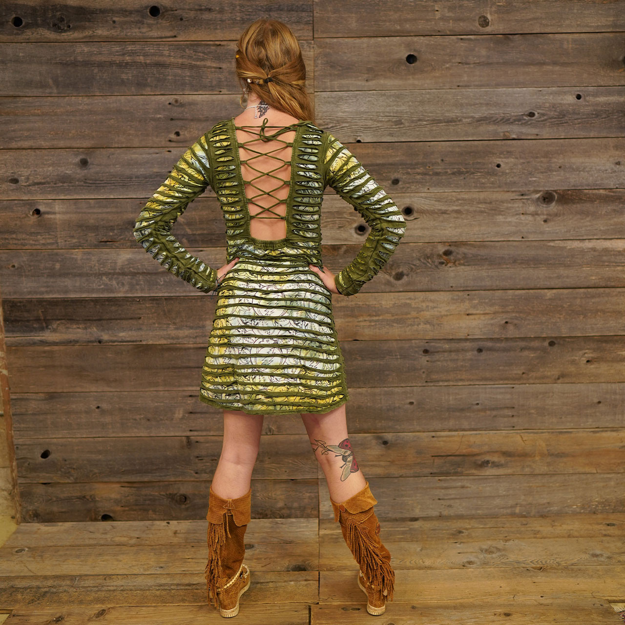 BLOW AWAY DRESS Cotton Lycra Tie Dye Steal Your Face Print Razor Cut Long Sleeve Mini Dress w/Open Back Braid & Steal Your Face Embroidery - Jayli Imports Inc. BLOW AWAY DRESS Cotton Lycra Tie Dye Steal Your Face Print Razor Cut Long Sleeve Mini Dress w/Open Back Braid & Steal Your Face Embroidery - Jayli Imports Inc.