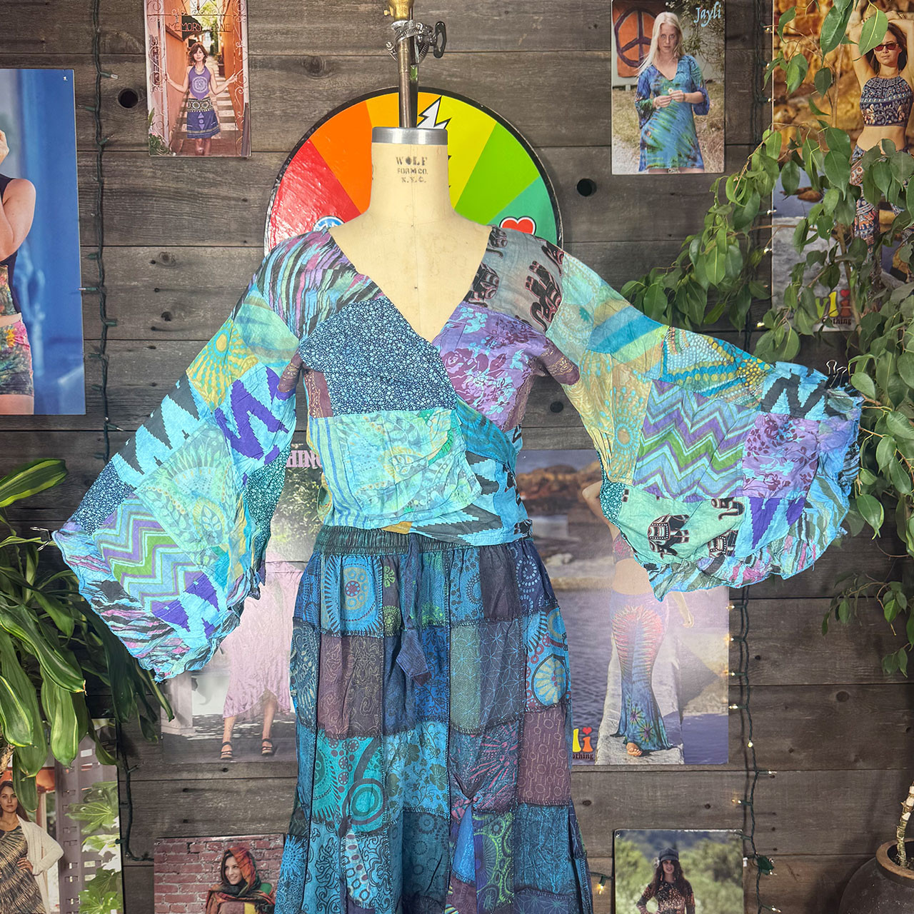 RHAPSODY TOP Jaypuri Patchwork Super Wide Sleeve Wrap Top - Jayli