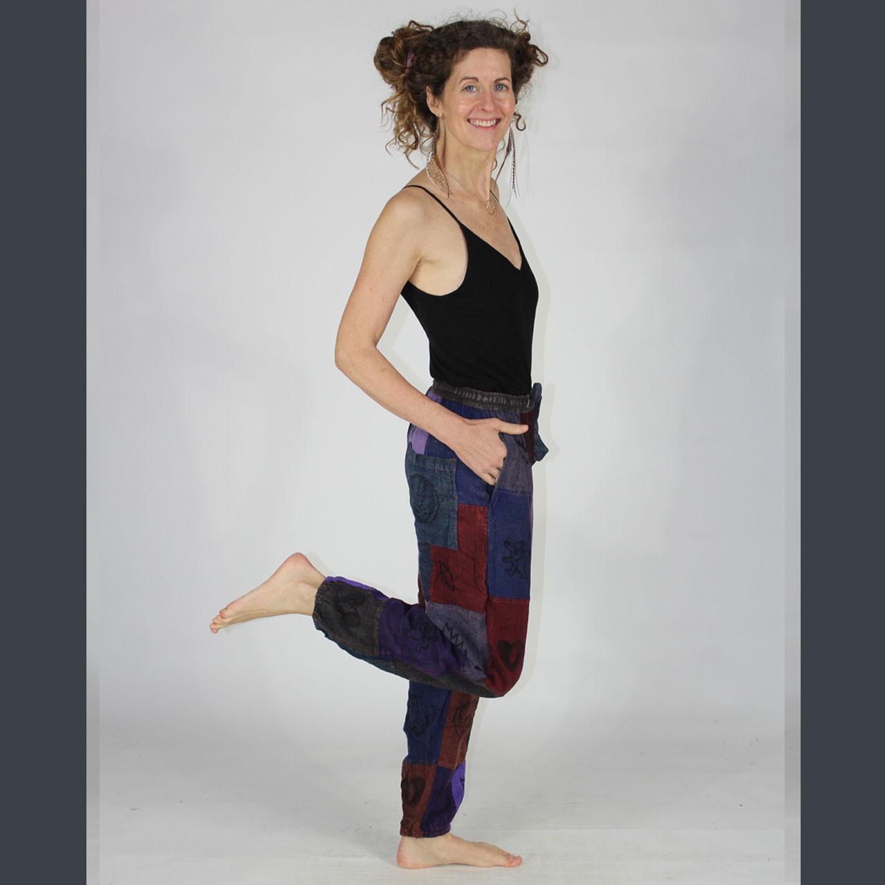 PROPHET PANTS Cotton Patchwork Harem Pants w/ Multi Grateful Dead