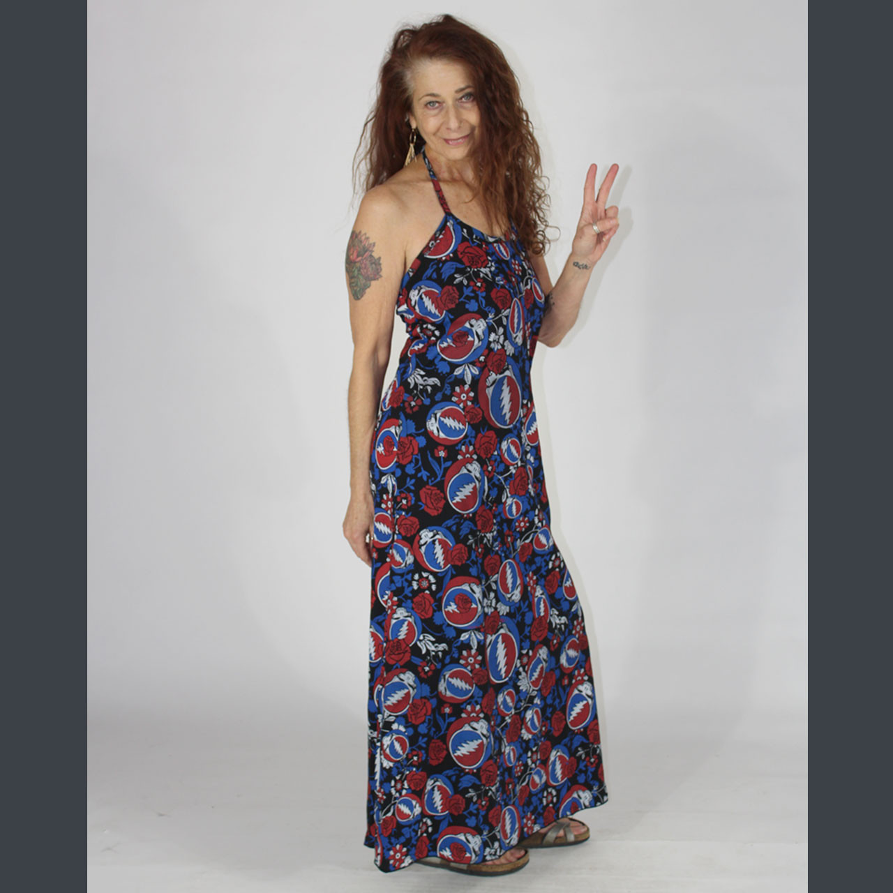 chinese dress ladies Grateful Dead Bear Maxi Dress