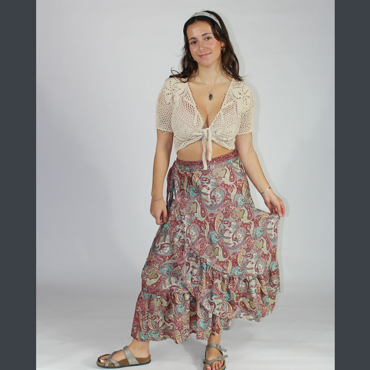WHIMSY WRAP SKIRT Sari Long Ruffle Wrap Skirt - Jayli Imports Inc.