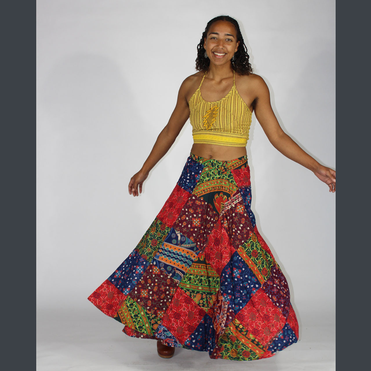 CARAVAN DREAMS MAXI SKIRT Cotton Indian Print Patchwork Long CARAVAN DREAMS MAXI SKIRT Cotton Indian Print Patchwork Long
