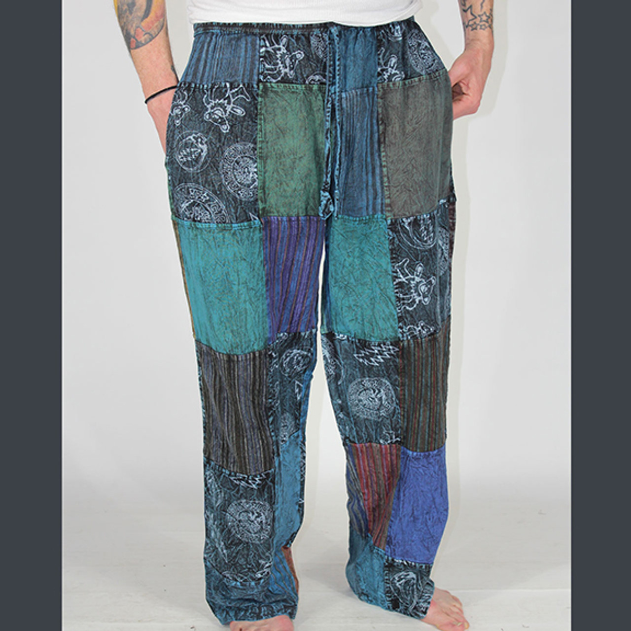 ENDLESS TOUR PANTS Cotton Shining Wash Patchwork Mens Pants