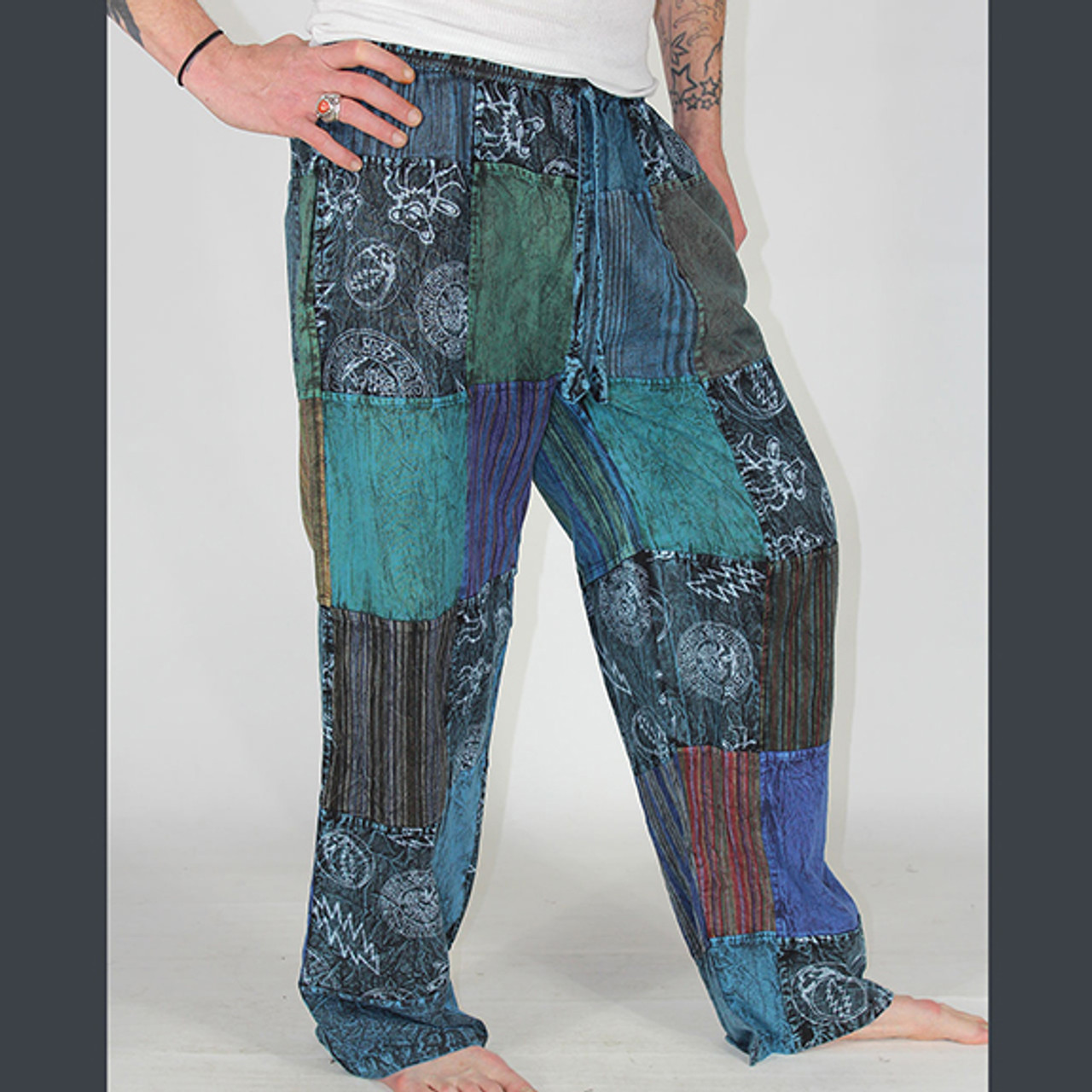 ENDLESS TOUR PANTS Cotton Shining Wash Patchwork Mens Pants