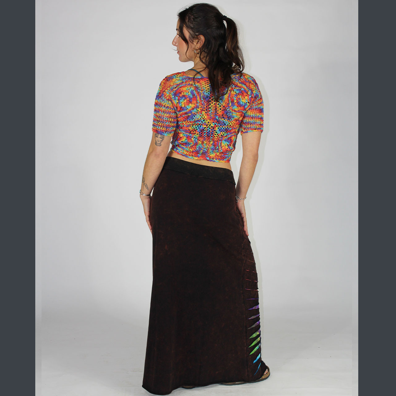 TORE UP MAXI SKIRT Cotton Lycra Razor Cut Maxi Skirt w/Grateful Dead ...