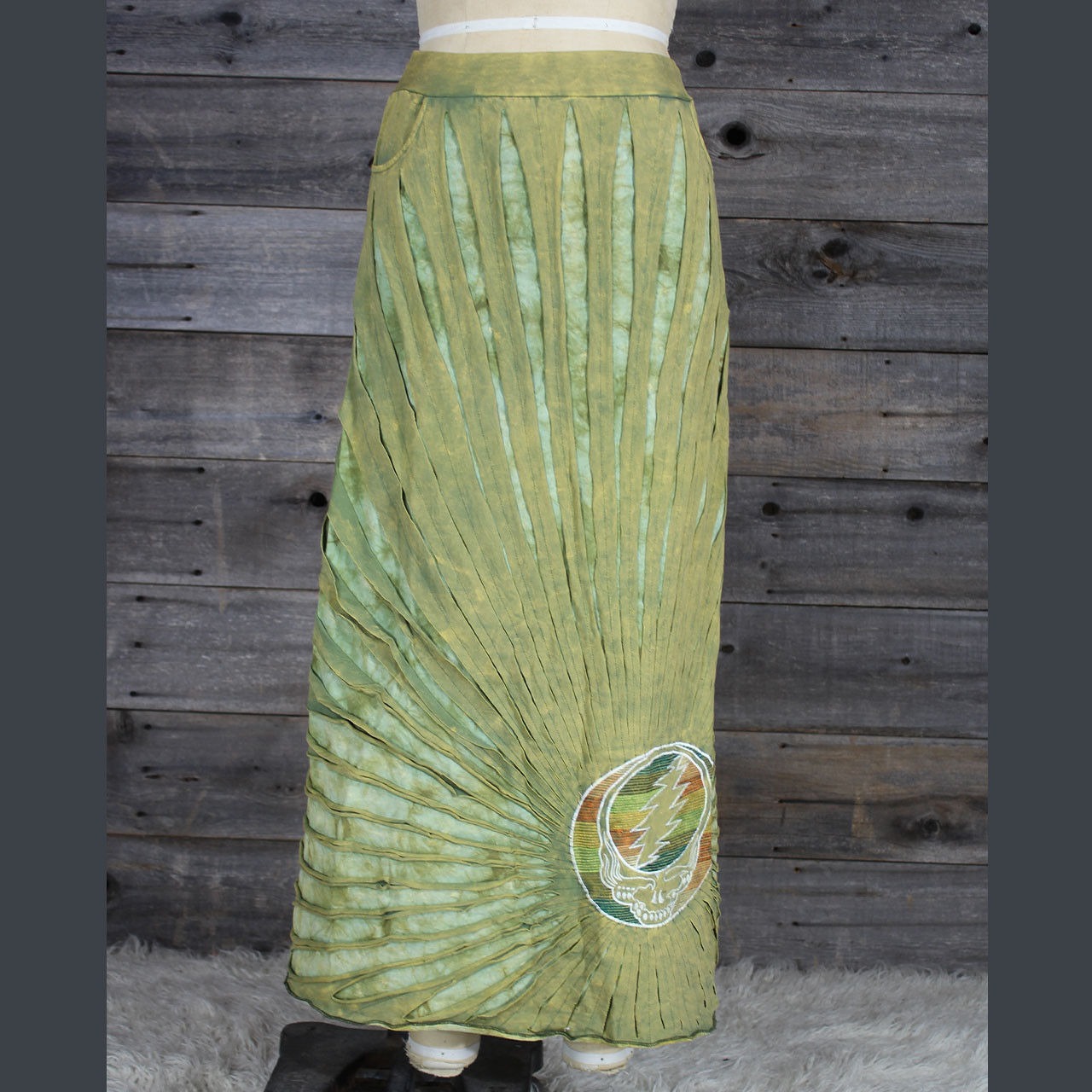 TORE UP MAXI SKIRT Cotton Lycra Razor Cut Maxi Skirt w/Grateful Dead ...