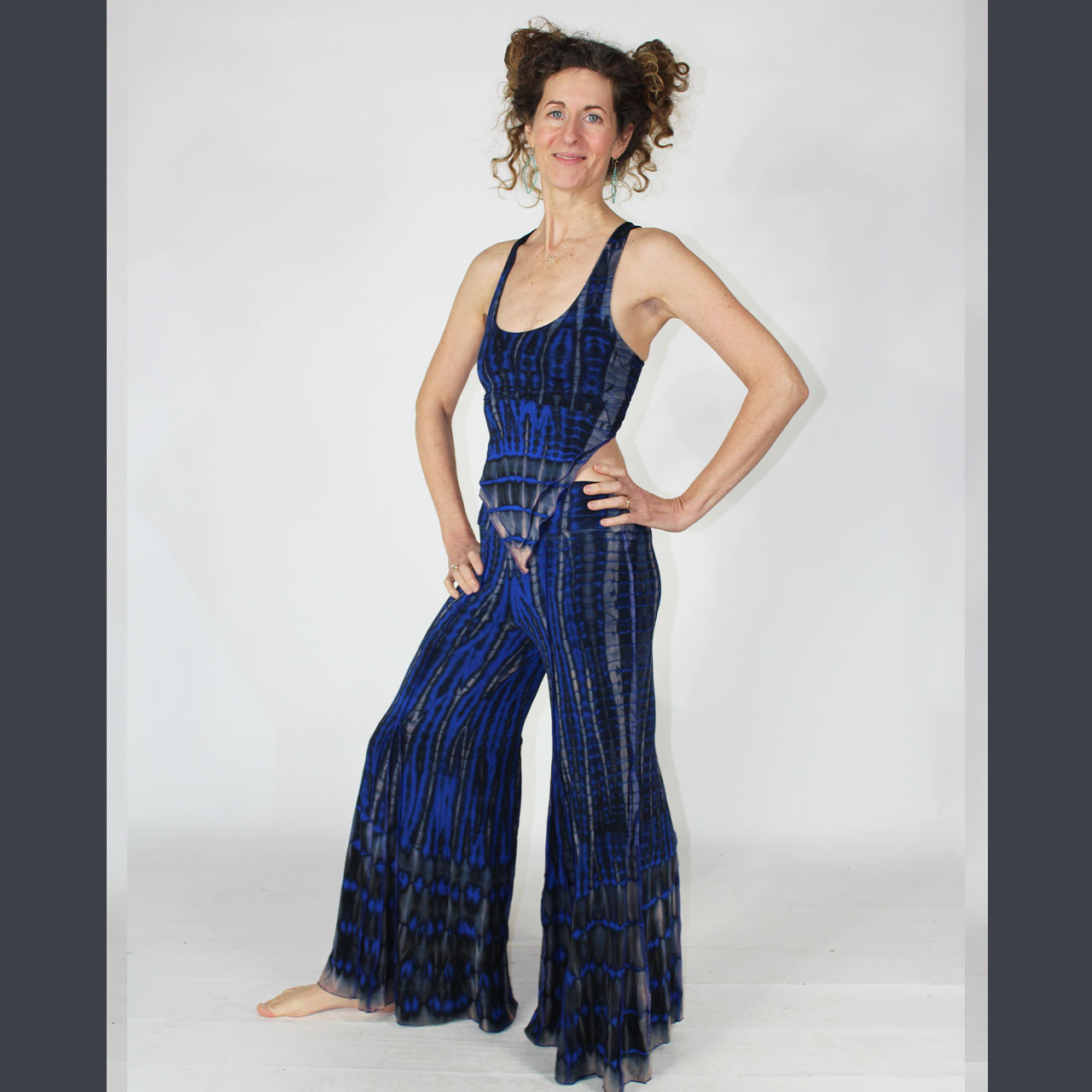 BLUE ABYSS PANTS Rayon Spandex Tie Dye Wide Paneled Palazzo Pants