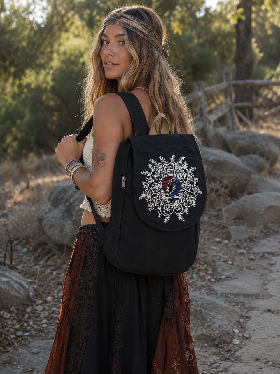 Vintage Cotton Grateful Dead Backpack, Double Pocket