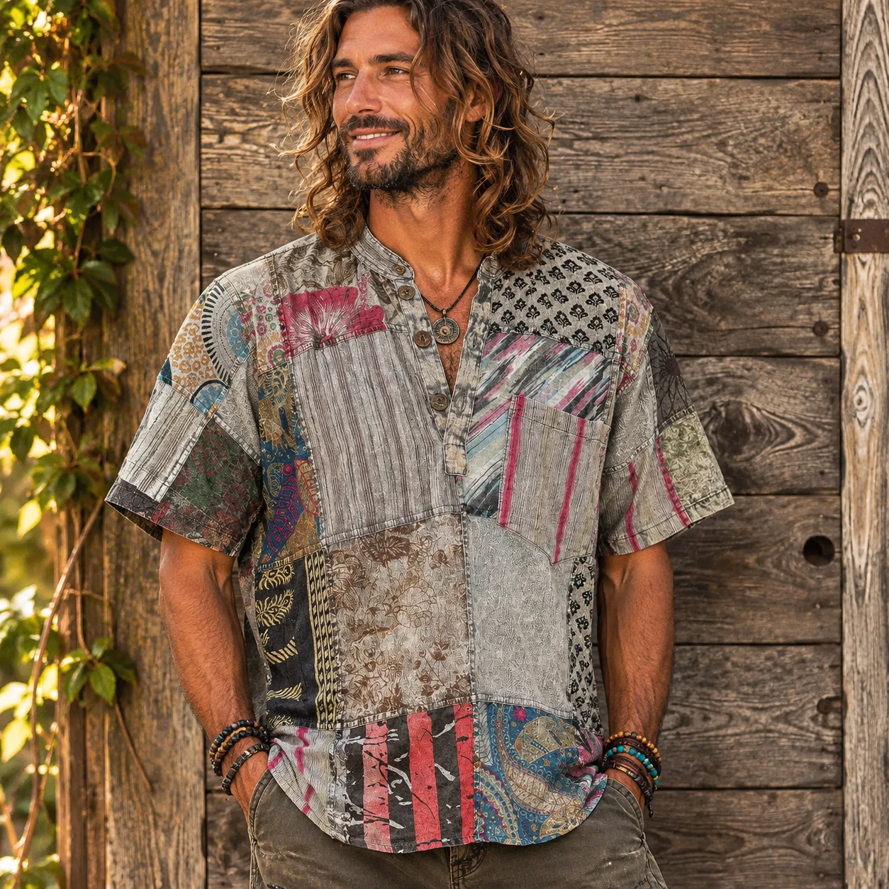 Soft Overdyed Cotton Bodhi Patchwork Shirt