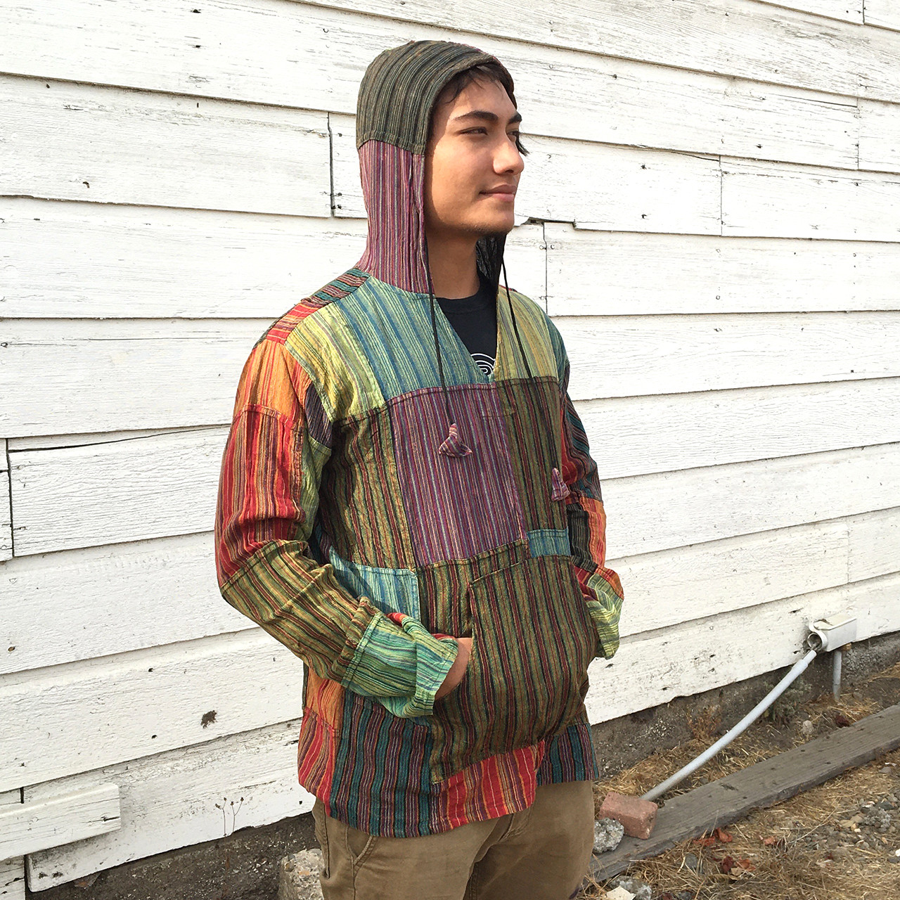 oshtashio Kapuzenpullover für Herren, Patchwork Hoodie it
