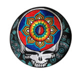Grateful Dead 8 Inch Embroidered Patch With Large Steal Your Face, Lotus Design And Small Centre Bolt