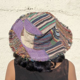 Upcycled Unisex Rough Edge Cotton Patchwork  Hand Made Sun Hat In Assorted Colors