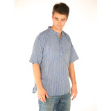 BENNY SHIRT Cotton Stonewashed Nepali Striped Short Sleeve Shirt