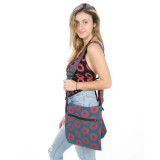 Woven Cotton Phish Donut Print Square Shoulder Bag