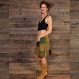 HOP SCOTCH SKIRT Cotton Patchwork Snap Up Mini Skirt w/ Pockets HOP SCOTCH SKIRT Cotton Patchwork Snap Up Mini Skirt w/ Pockets