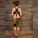 HOP SCOTCH SKIRT Cotton Patchwork Snap Up Mini Skirt w/ Pockets HOP SCOTCH SKIRT Cotton Patchwork Snap Up Mini Skirt w/ Pockets